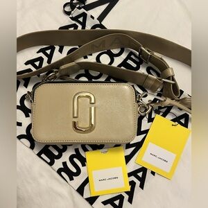 Marc Jacobs Beige Crossbody Bag with Gold Accents